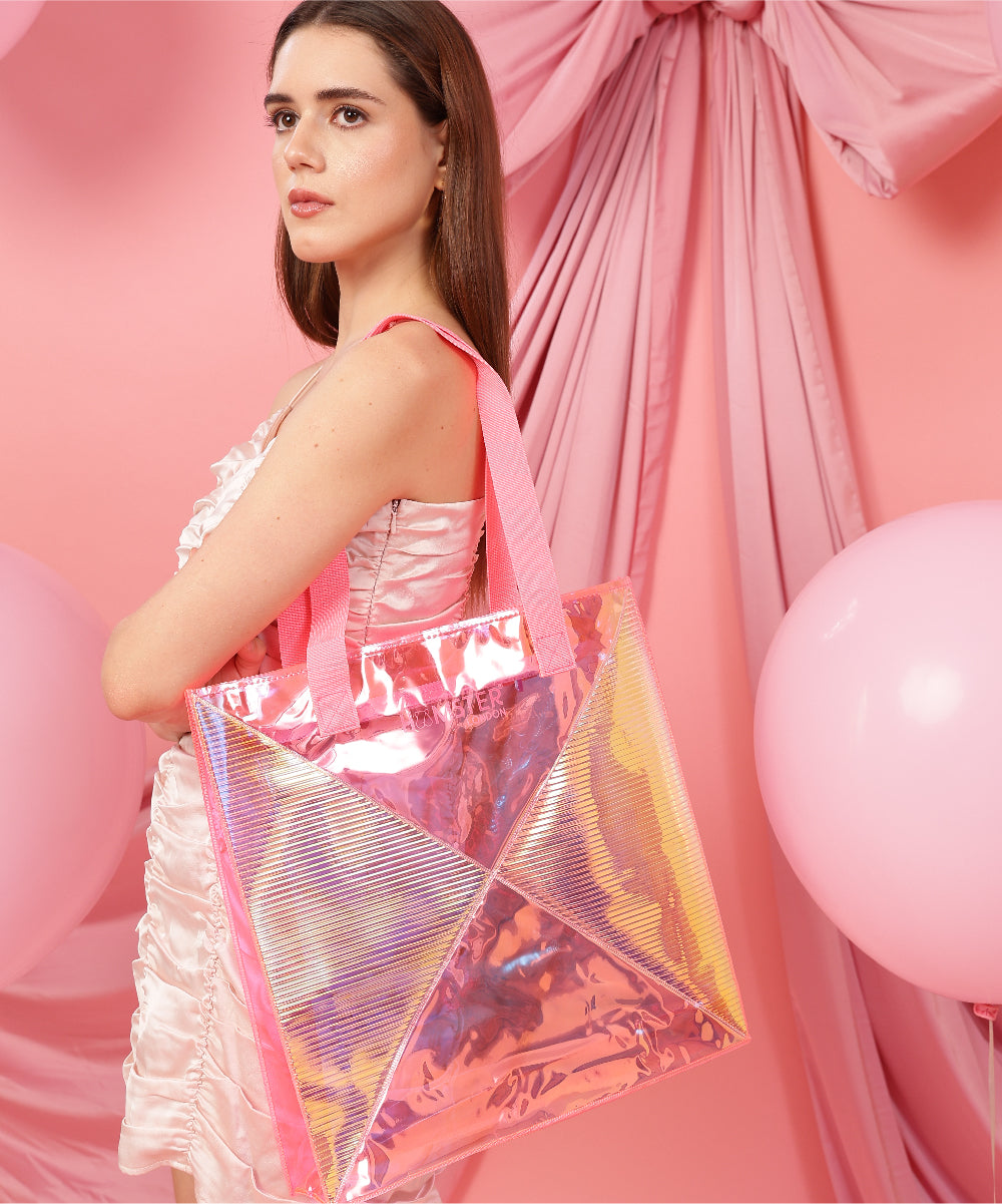 Hamster London Shiny Classic Tote Bag Pink