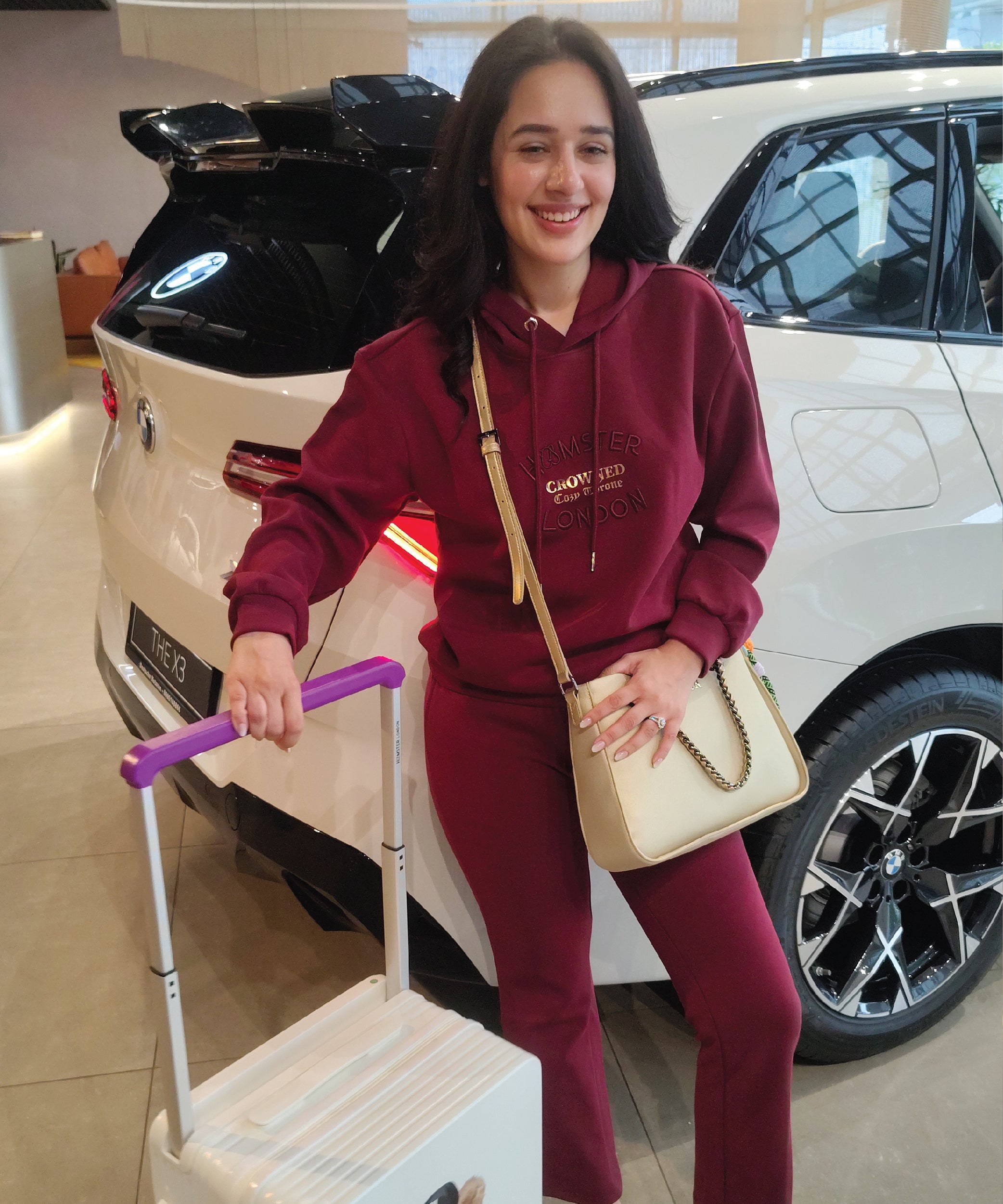 Hamster London Crown Hoodie Maroon Coord Set