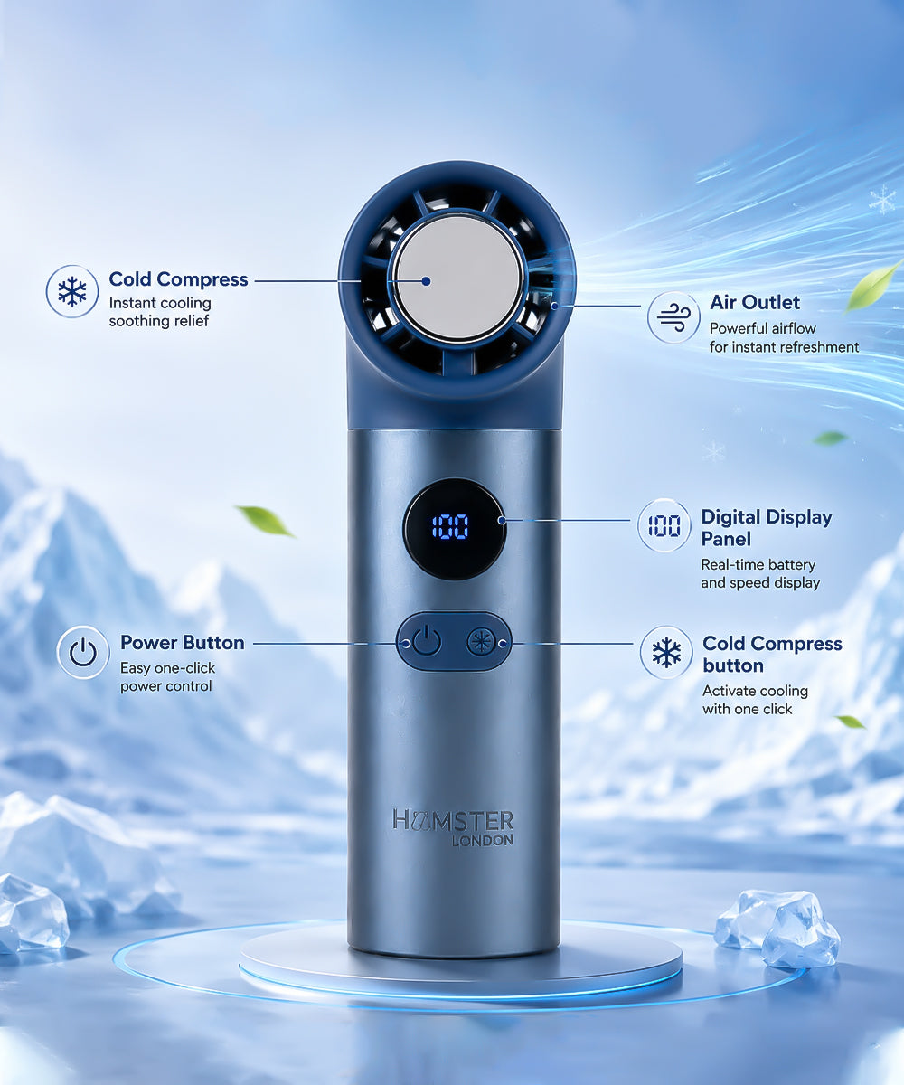 Hamster London Cold Compress Handheld Fan – Blue