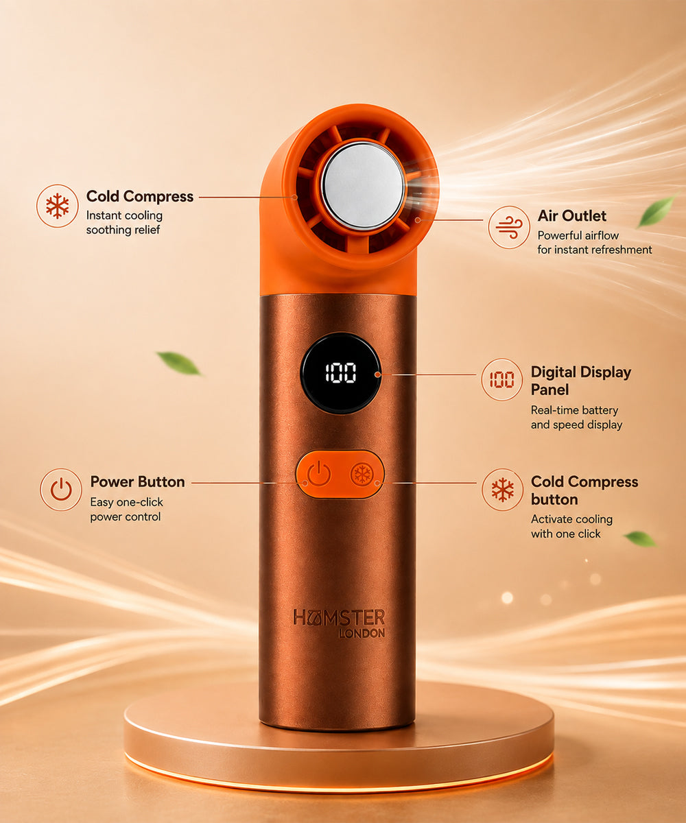 Hamster London Cold Compress Handheld Fan – Metallic Orange