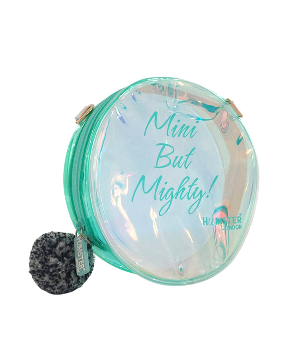 Hamster London Shiny Classic Mini But Mighty Pom Pom Sling Aqua