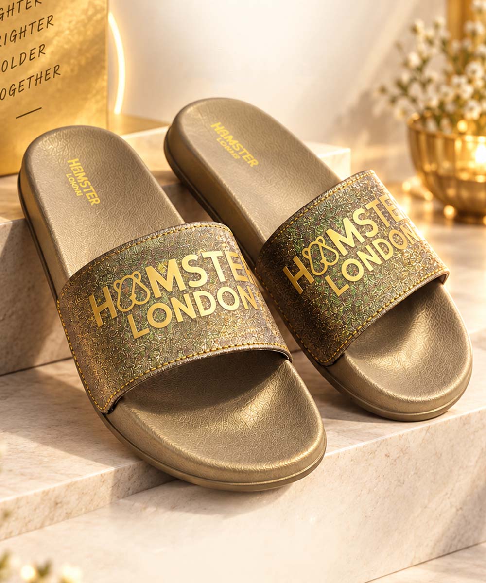 Hamster London Slides Glitter Gold