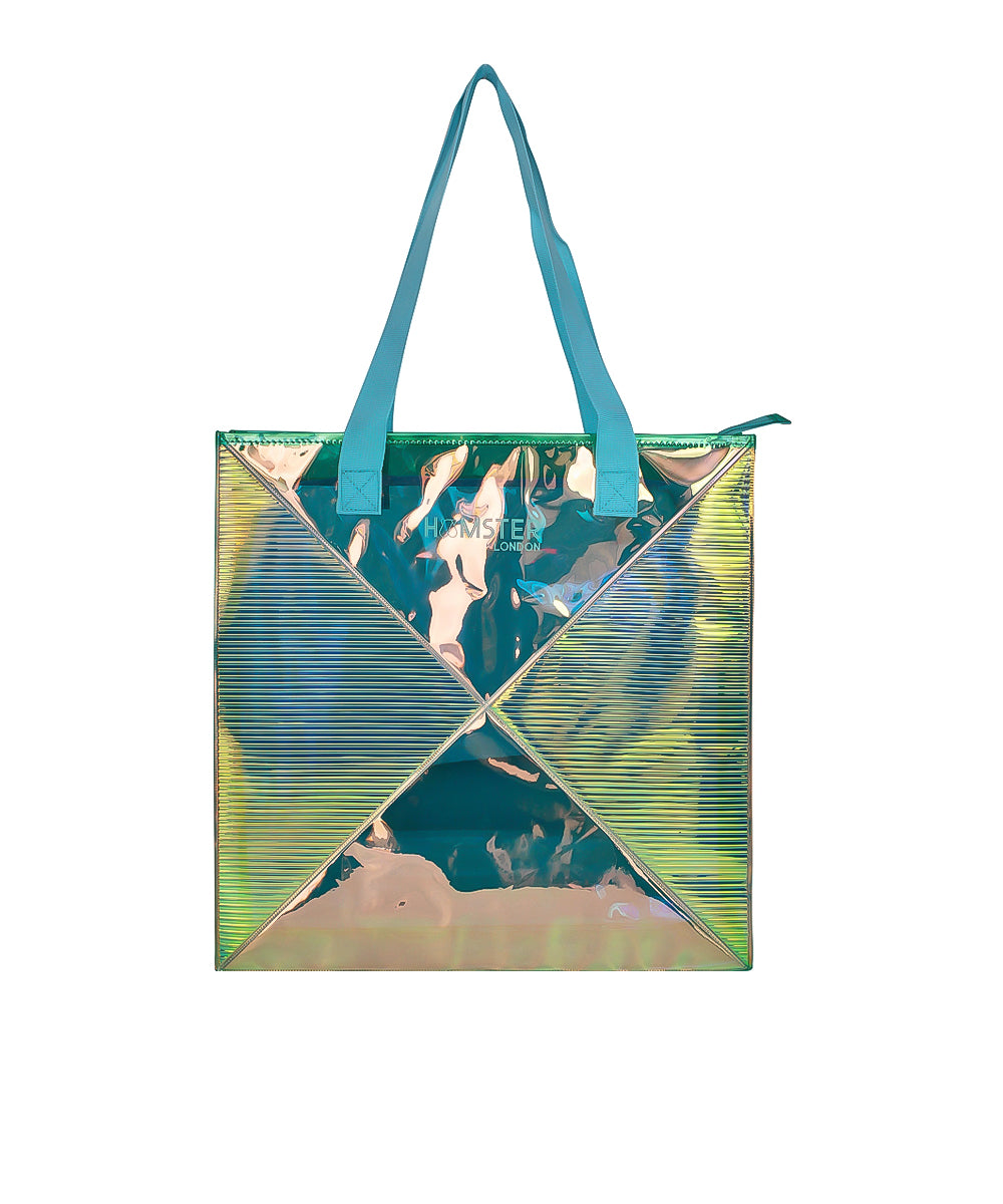 Hamster London Shiny Classic Tote Bag Aqua