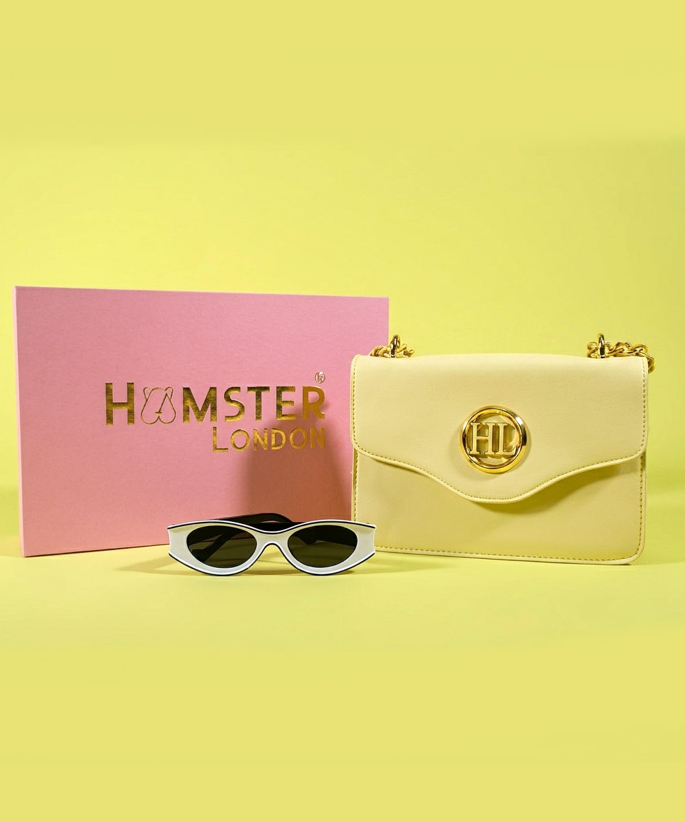 Hamster London Pastel Promise Sling Bag Yellow & Premium Sunglasses Gift Box Set