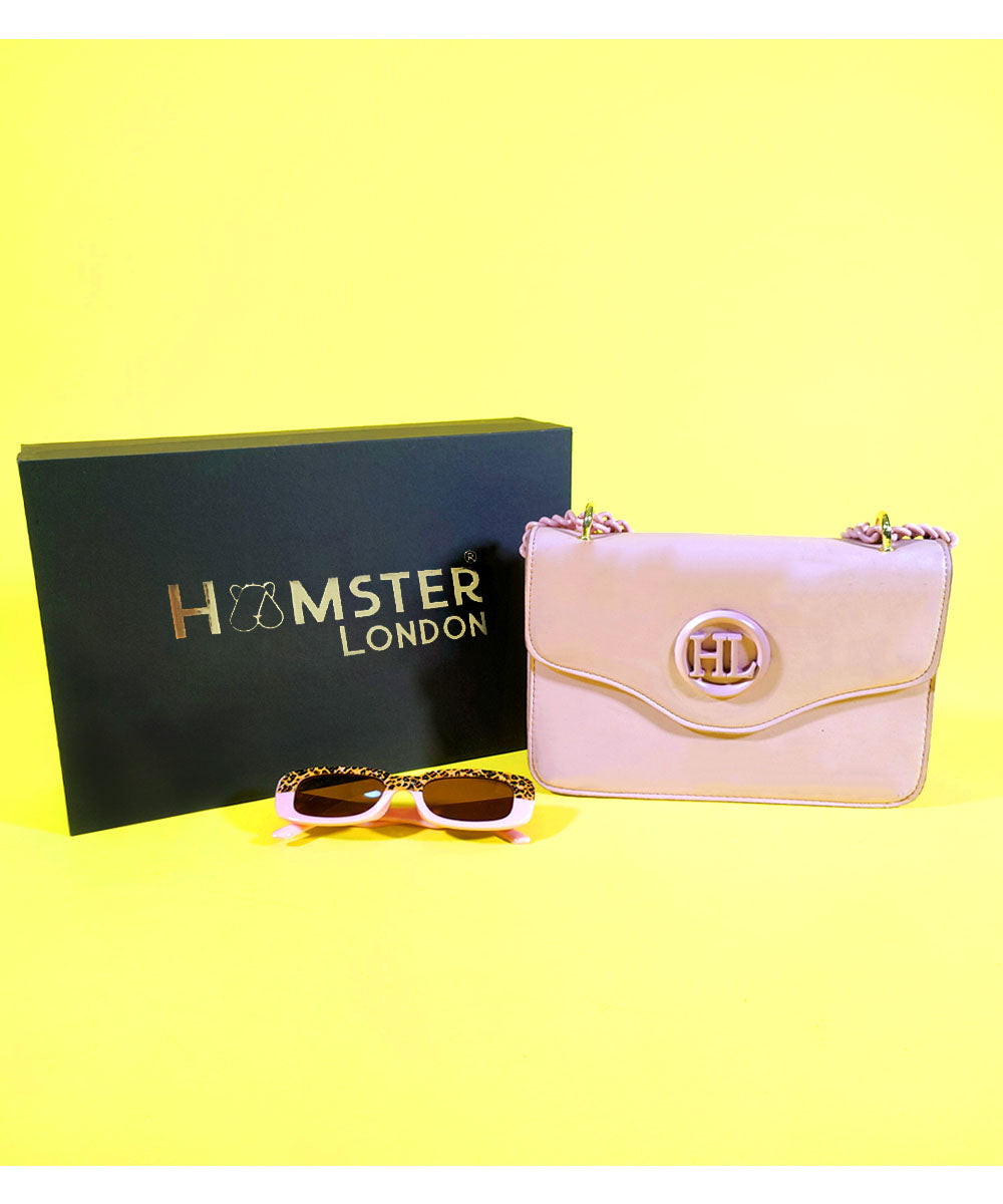 Hamster London Pastel Promise Sling Bag Pink & Premium Sunglasses Gift Box Set