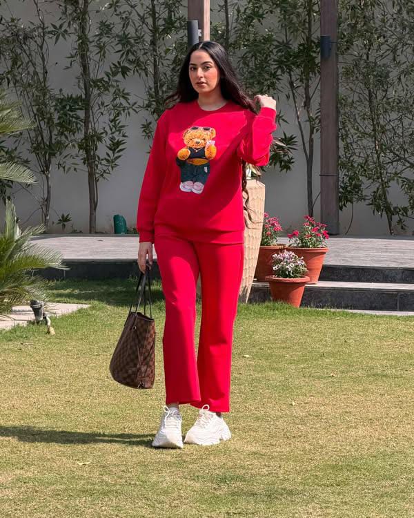 Hamster London Ted H Holiday Red Sweatshirt & Lower Cord Set