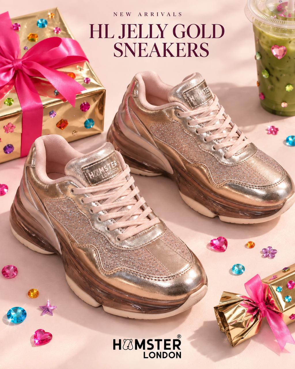 Hamster London Jelly Blush Gold Sneakers