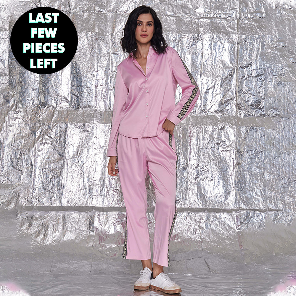 Hamster London Satin Love Co-ord Set Pink