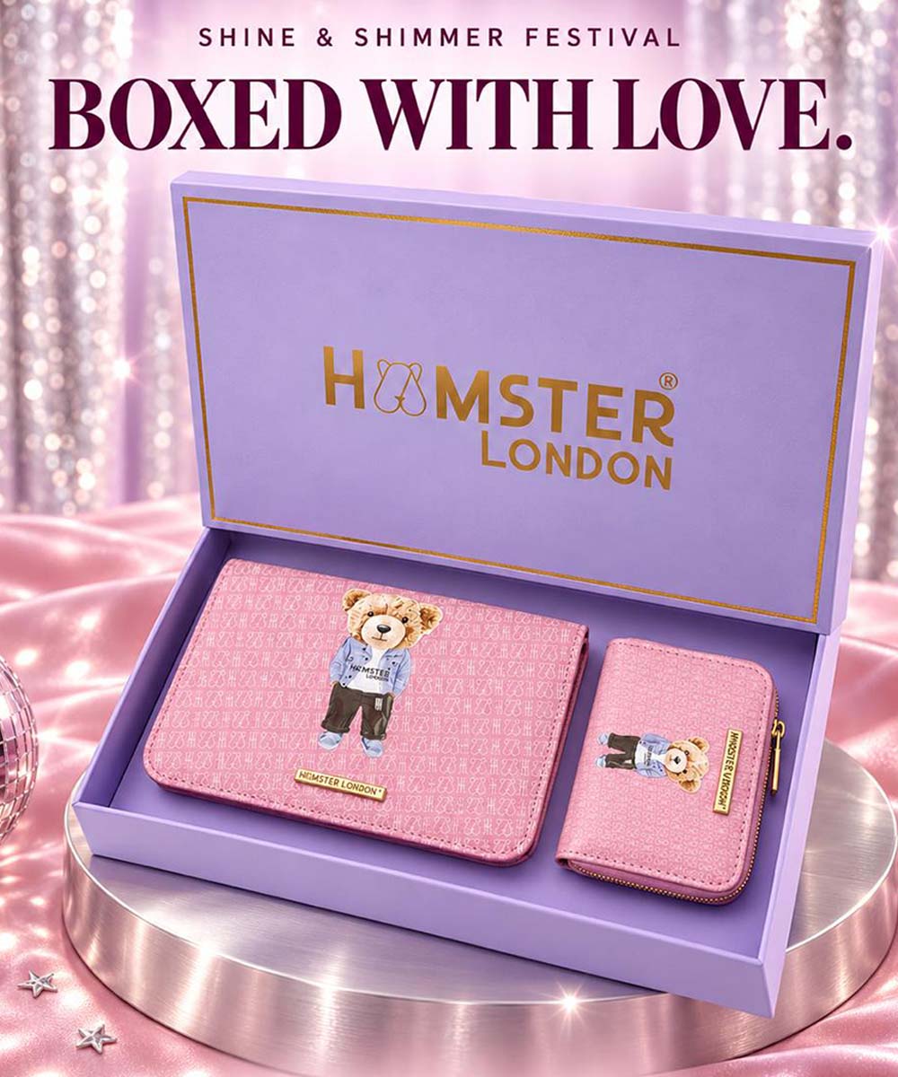 Hamster London limited edition Party Sling With Wallet Gift Pink Box