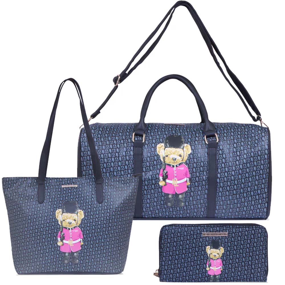 Hamster London Ted H Limited Edition PU Duffle + Tote + Wallet Black Combo