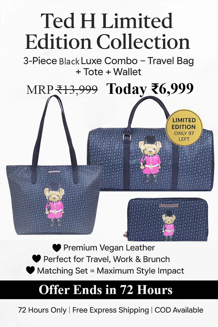 Hamster London Ted H Limited Edition PU Duffle + Tote + Wallet Black Combo