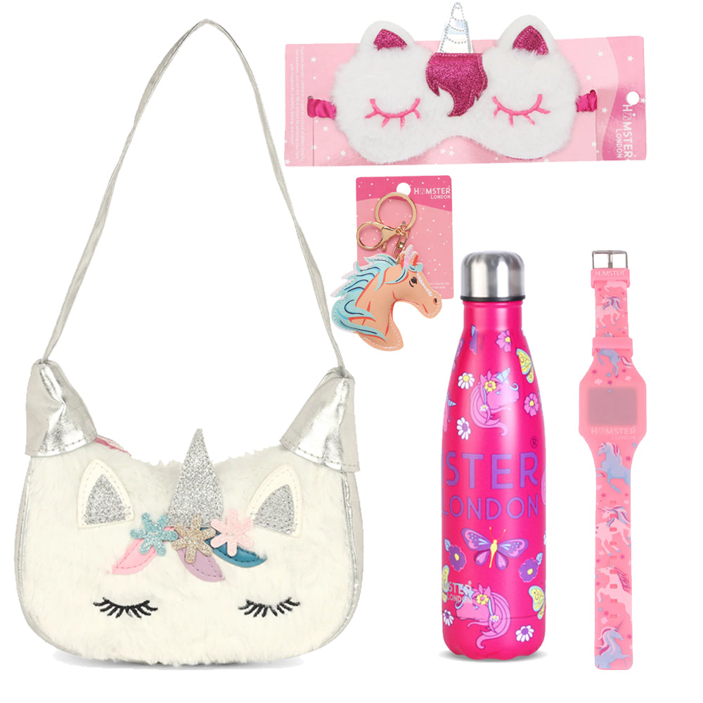 Hamster London Gift Hamper MOB Princess Sling + Eye Mask +Unicorn Key Chain + Unicorn Watch + Neon Unicorn Bottles