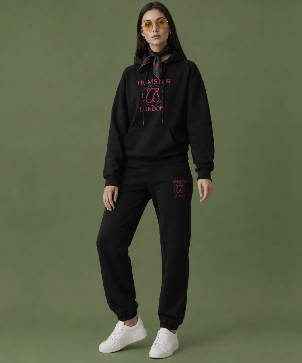 Hamster London Teddy Neon Hoodie & Lowers Set Black