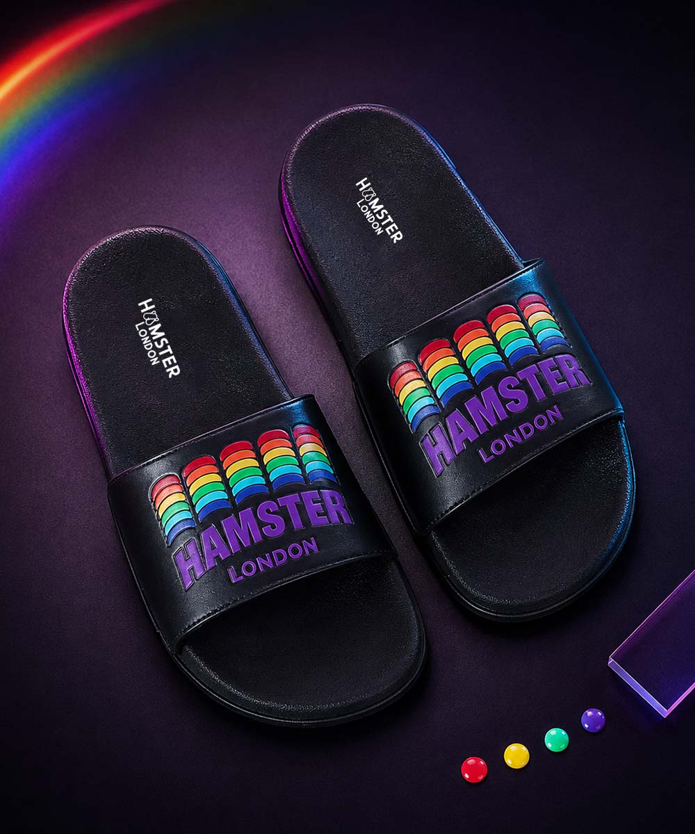 Hamster London Rainbow Black Slides