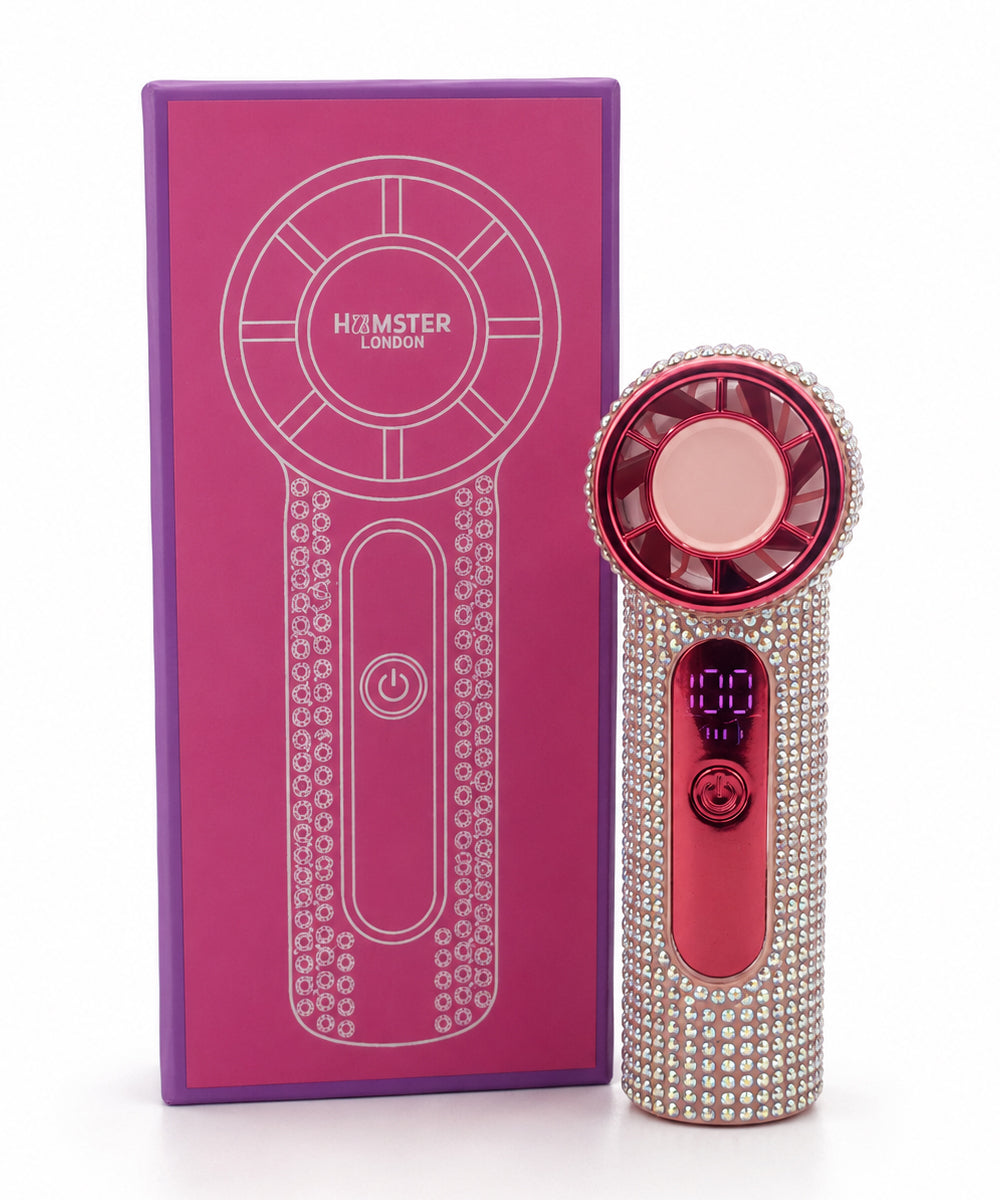 Hamster London Crystal Glam Cold Compress Handheld Fan – Red