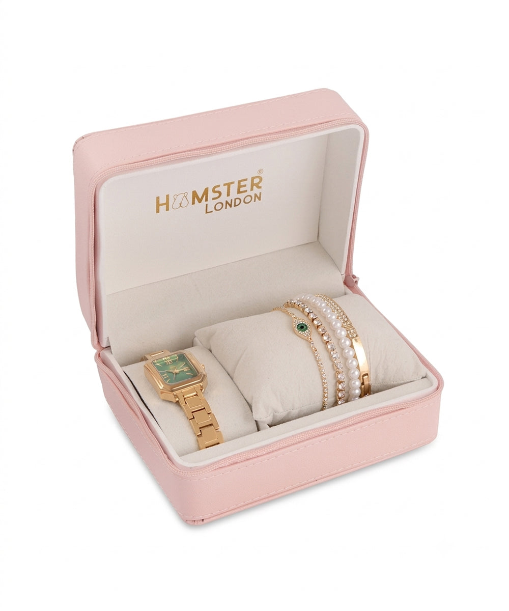 Hamster London Morning Star Women Green Gold Watch