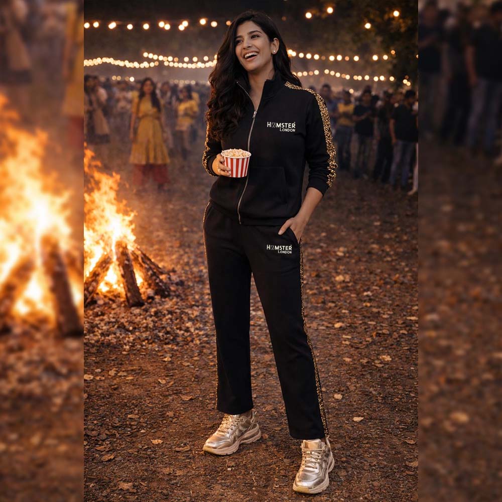 Hamster London Bling Zipper Jacket & Lowers Set Black