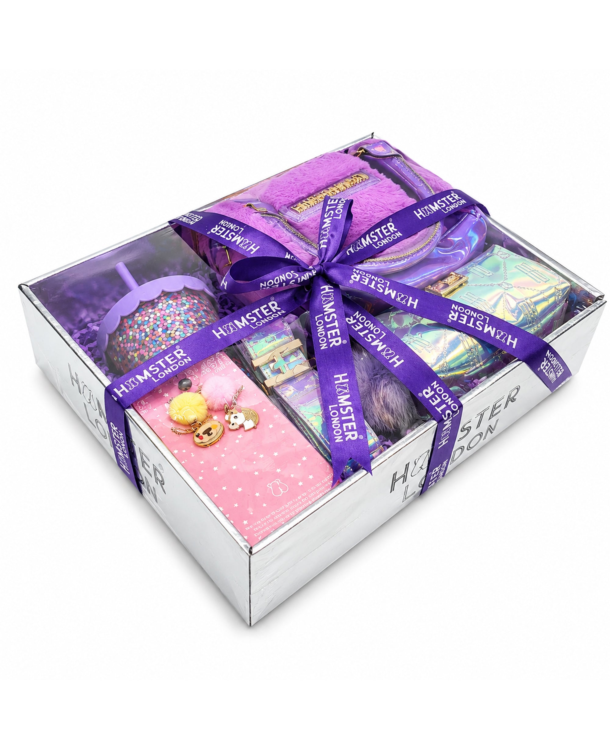 Hamster London Fur Baby Pouch Gift Hamper – Purple | Includes Sipper, Keychain, Belt, Makeup Pouch| Premium Gift Box (Copy)