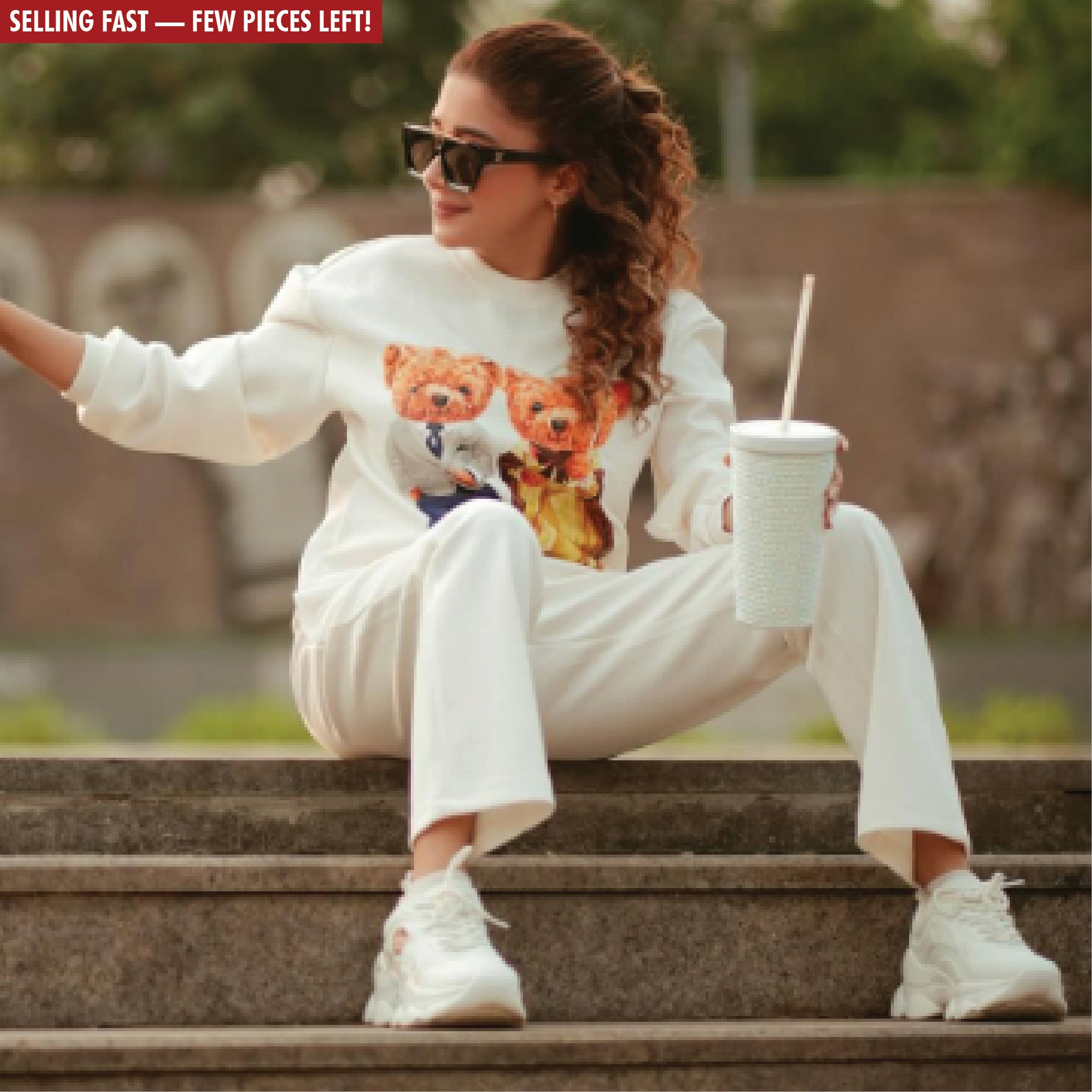 Hamster London Ted H Holiday White Sweatshirt & Lower Cord Set