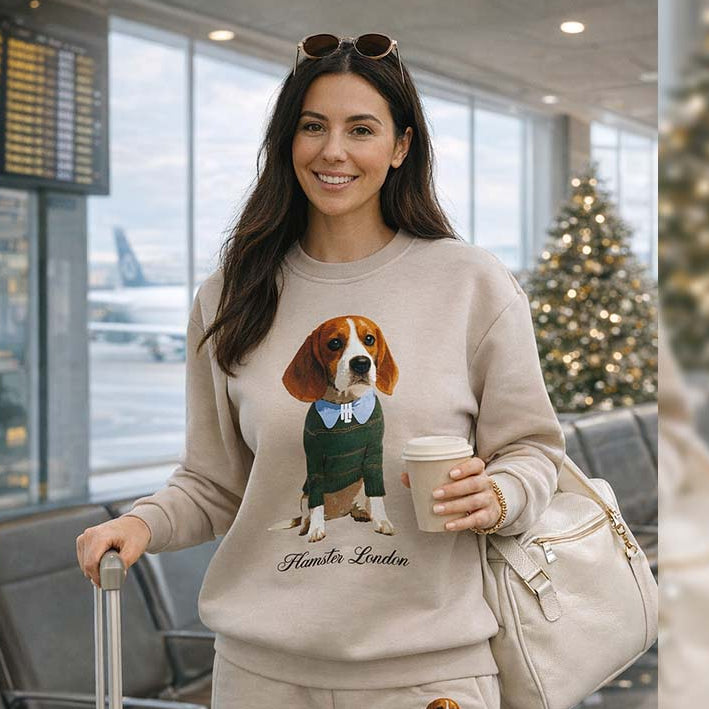 Hamster London Pup H Holiday Beige Sweatshirt