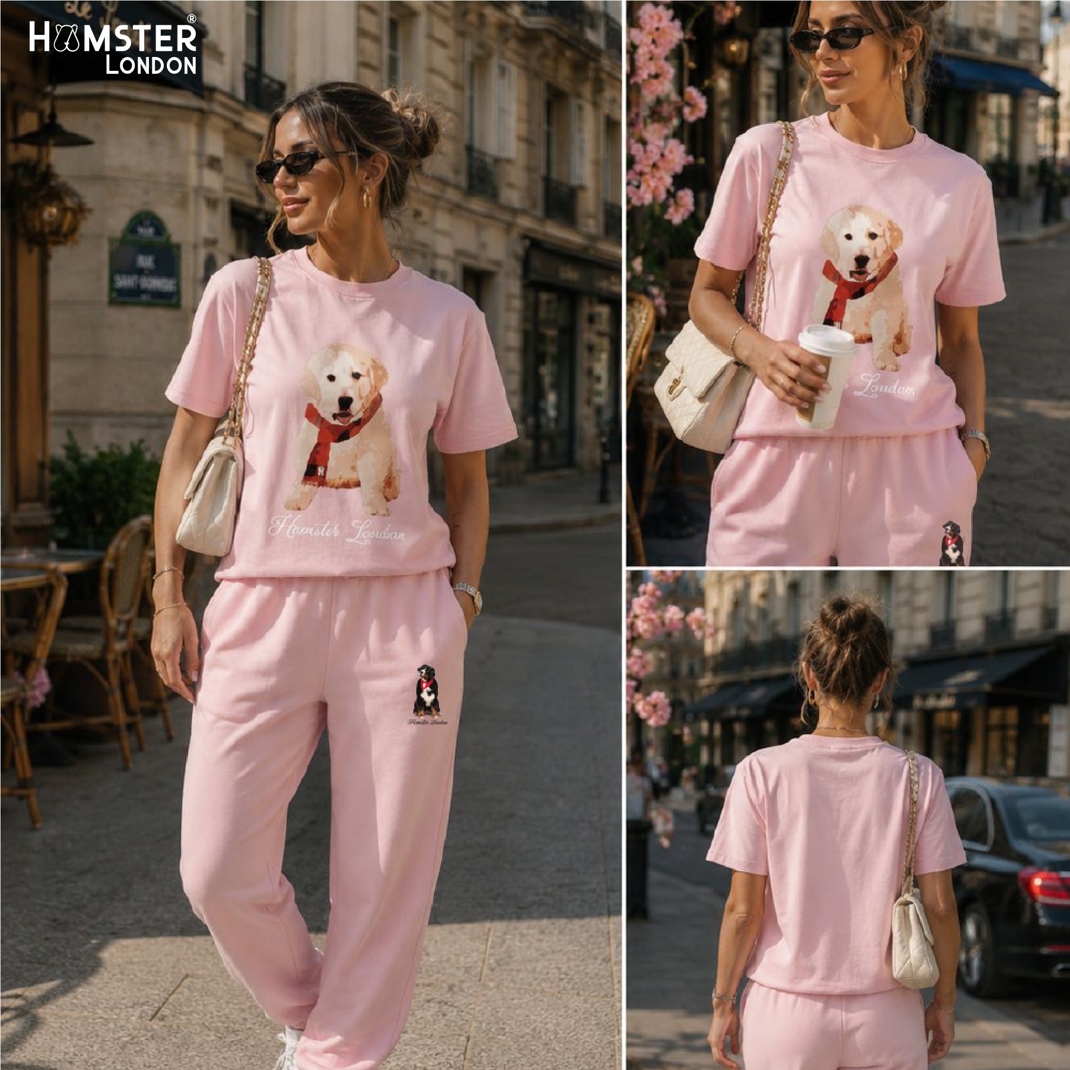 Hamster London Pup H Labrador T-shirt Pink With Pup H Lower Set