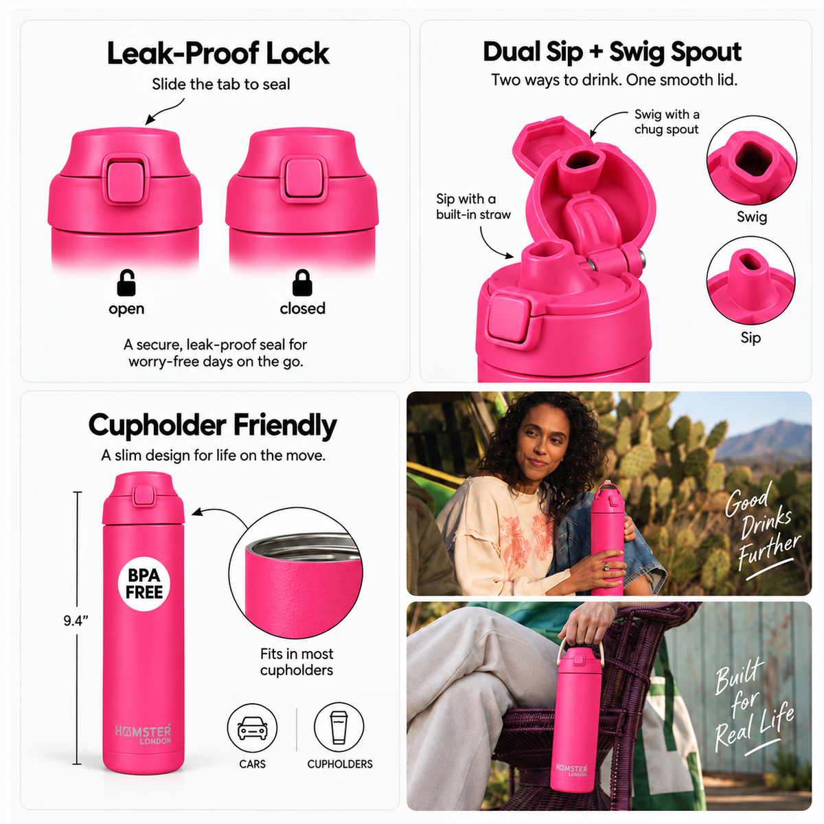 Hamster London Sip Wave Hot pink 750ml