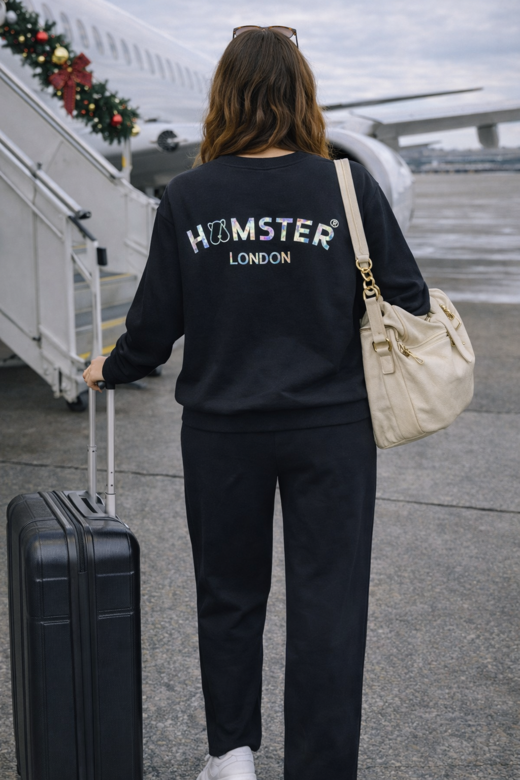 Hamster London Ted H Holiday Black Sweatshirt & Lower Cord Set