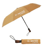 Wooden Automatic Open & Close Pocket Folding Umbrella (Gold)
