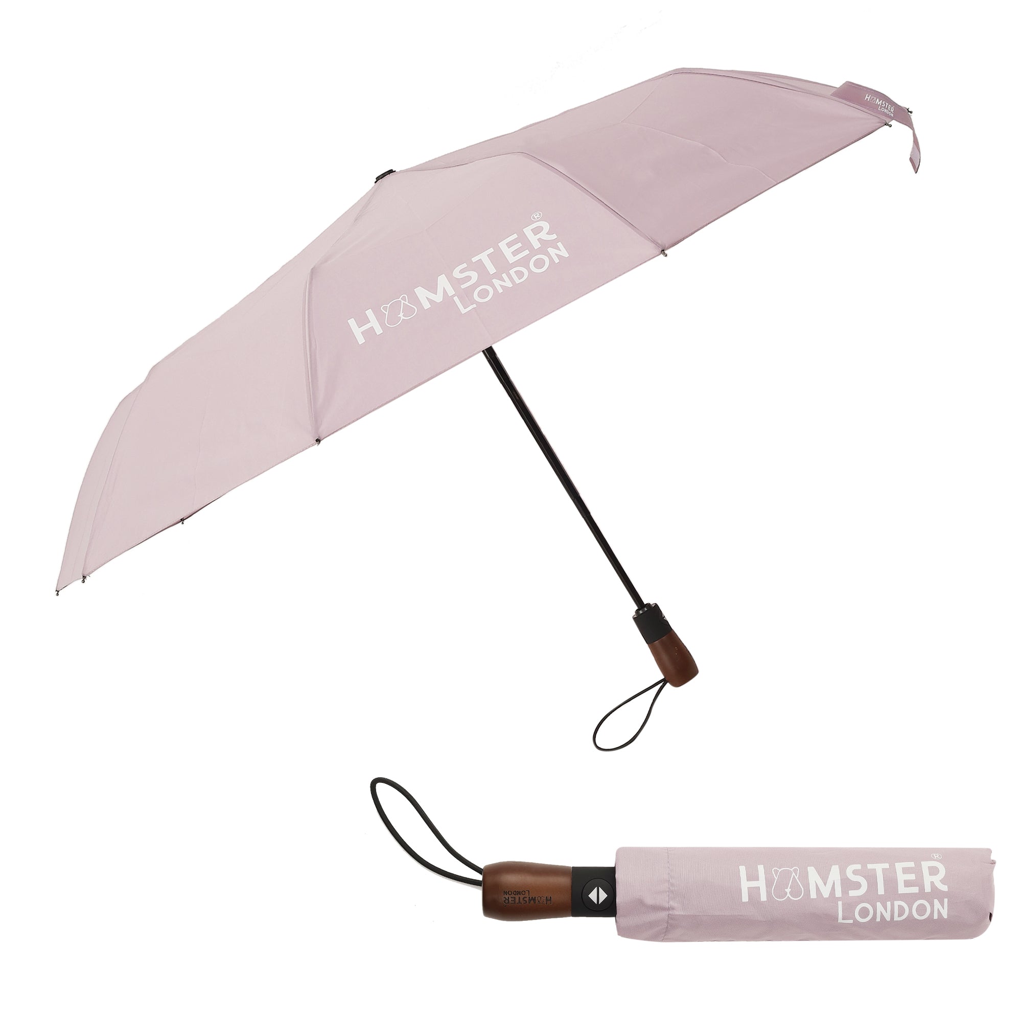 Hamster London Wooden Automatic Open & Close Pocket Folding Umbrella (Light Purple)