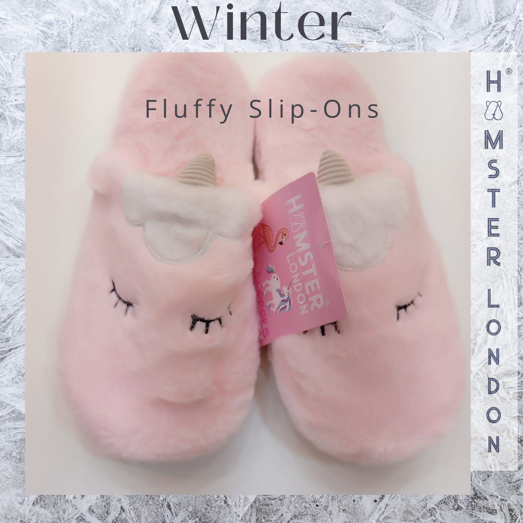 Hamster London Furry Slipper Unicorn Pink