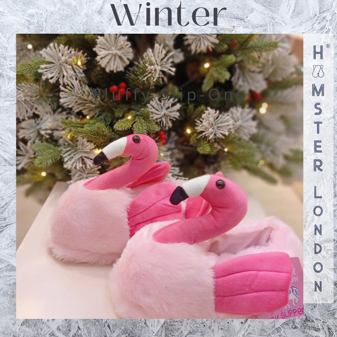 Hamster London Furry Slipper Flamingo Dark