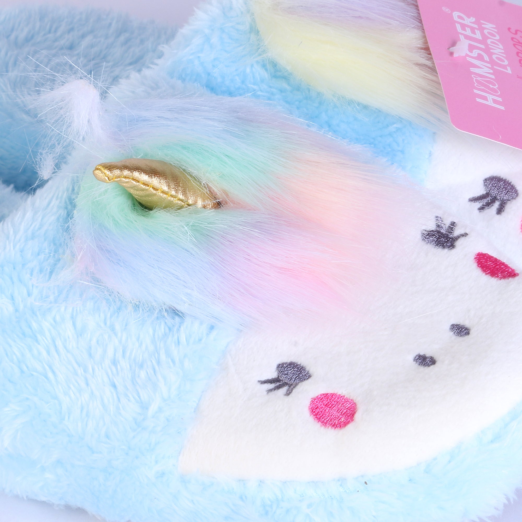 Hamster London Furry Slipper Unicorn Blue