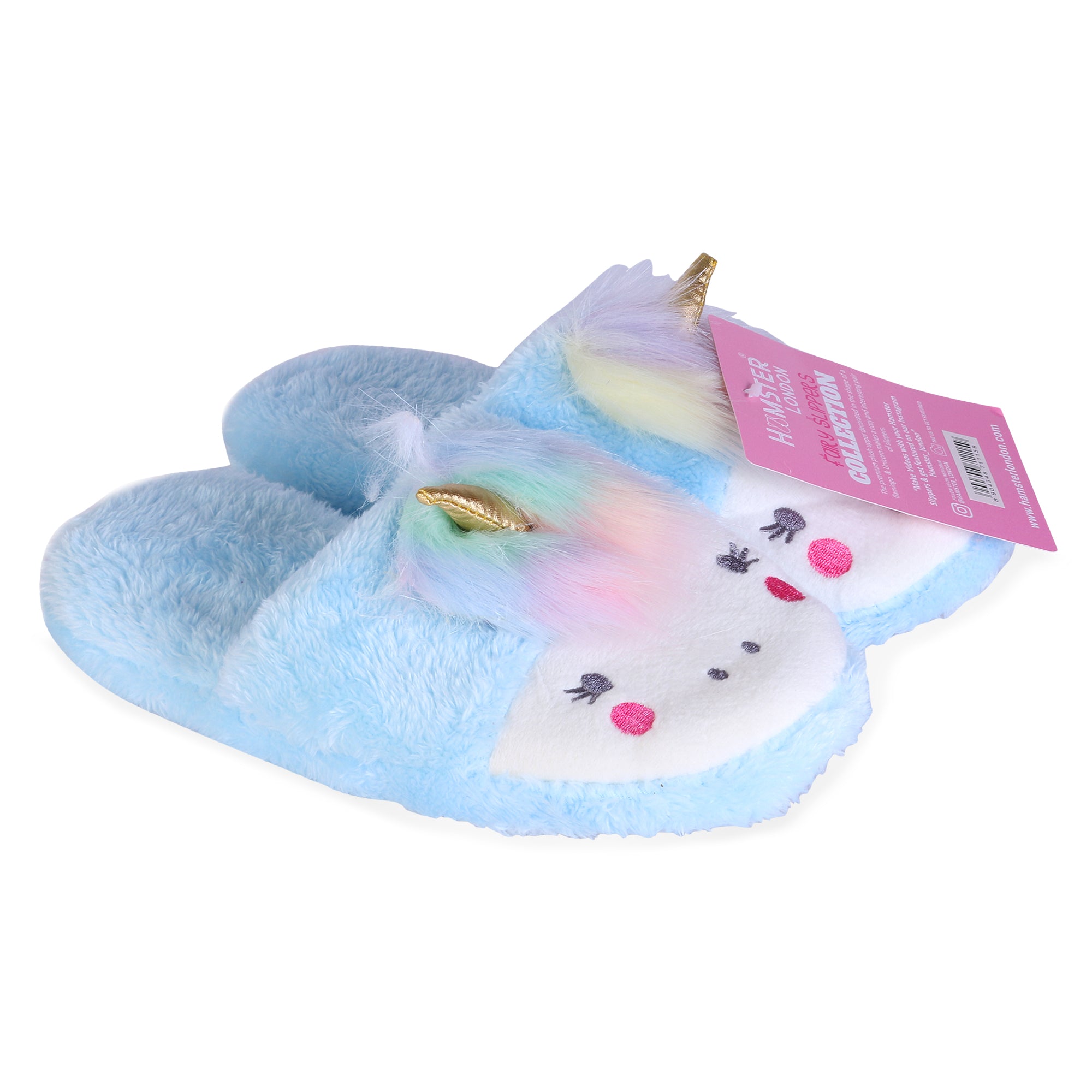 Hamster London Furry Slipper Unicorn Blue