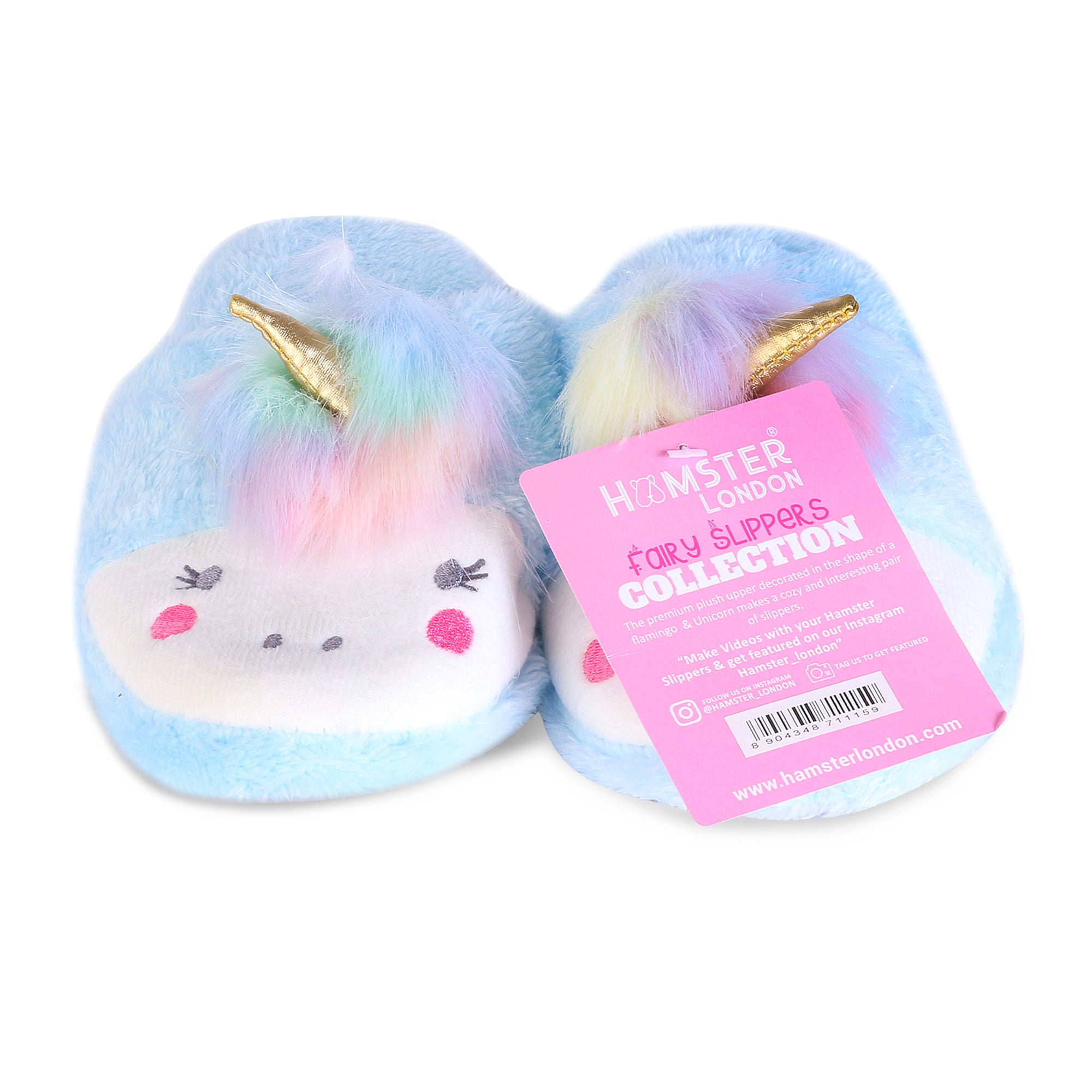 Hamster London Furry Slipper Unicorn Blue