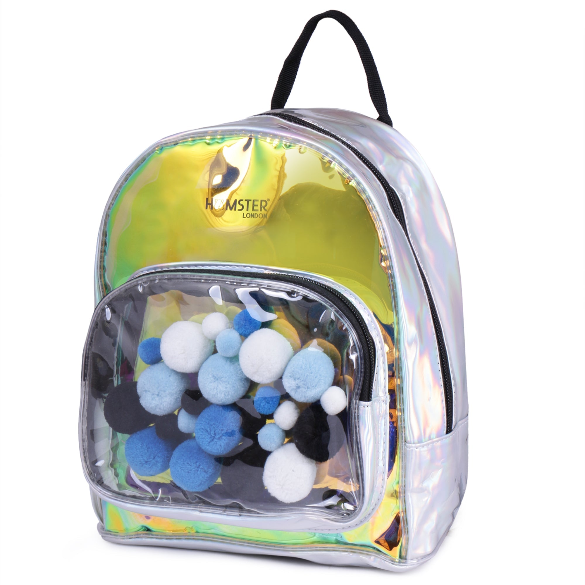 Pom Pom Small Backpack Blue With Pom Pom Pouch