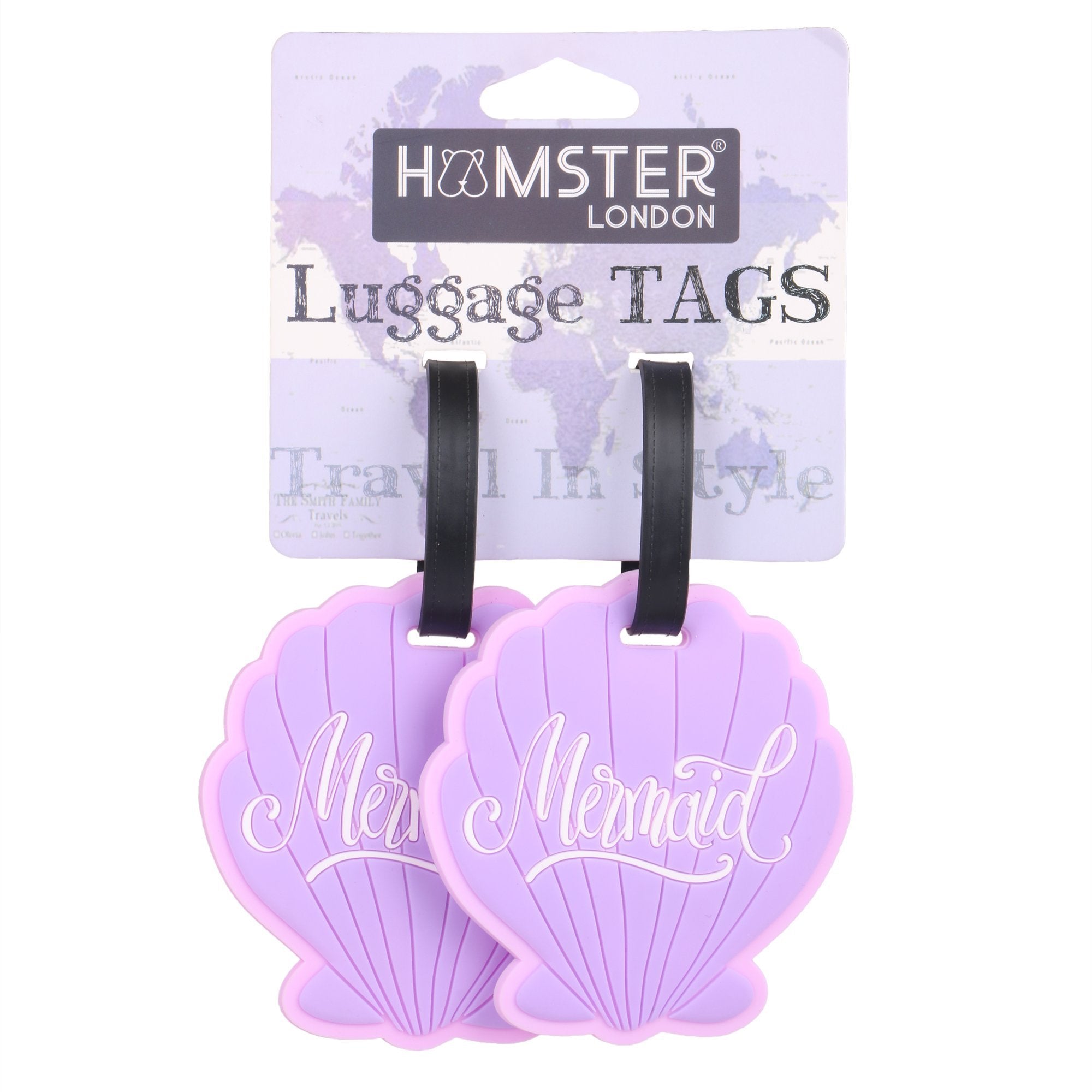 Hamster London Luggage Tag Purple Shell Set of 2