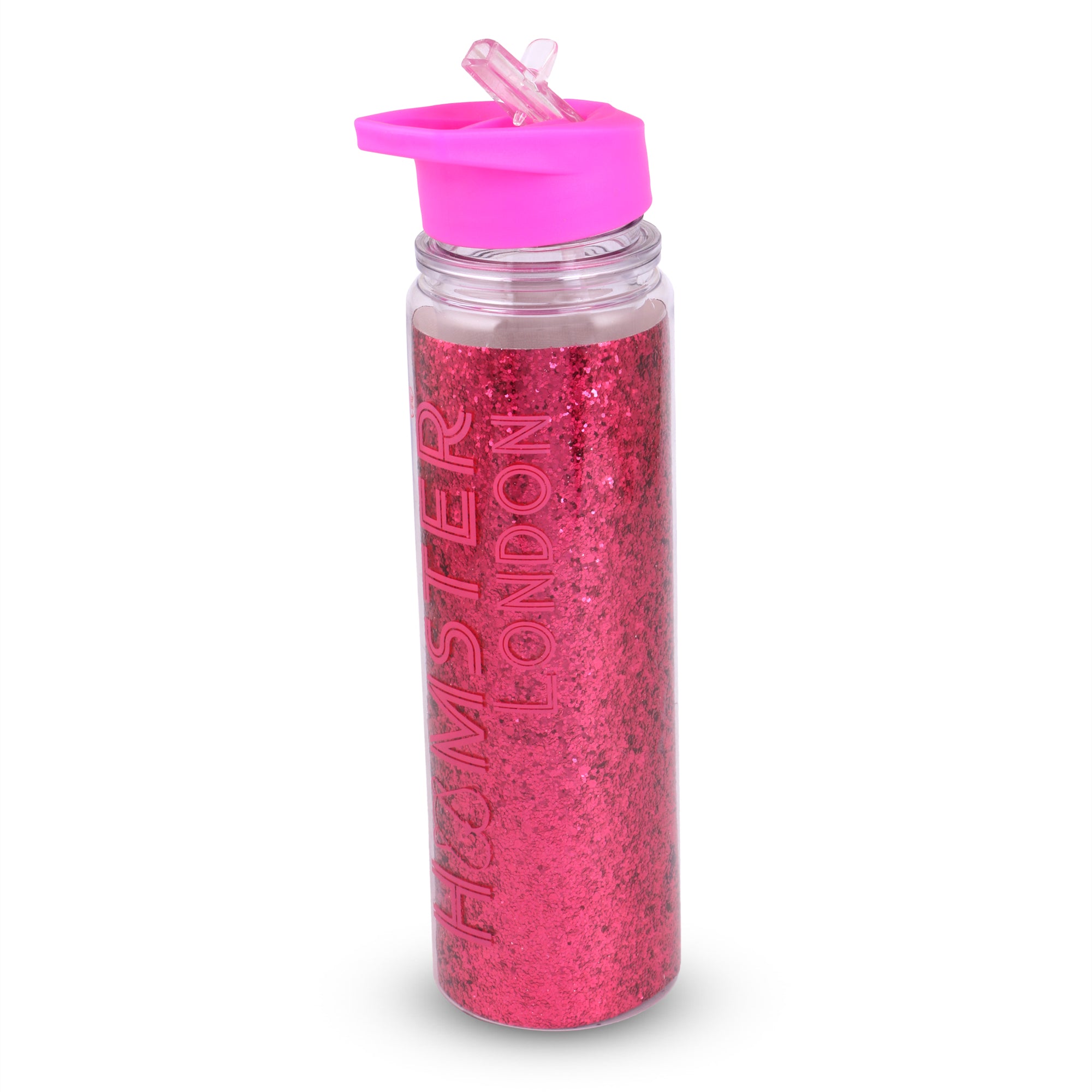 Glitter Sipper Water Bottle Hot Pink
