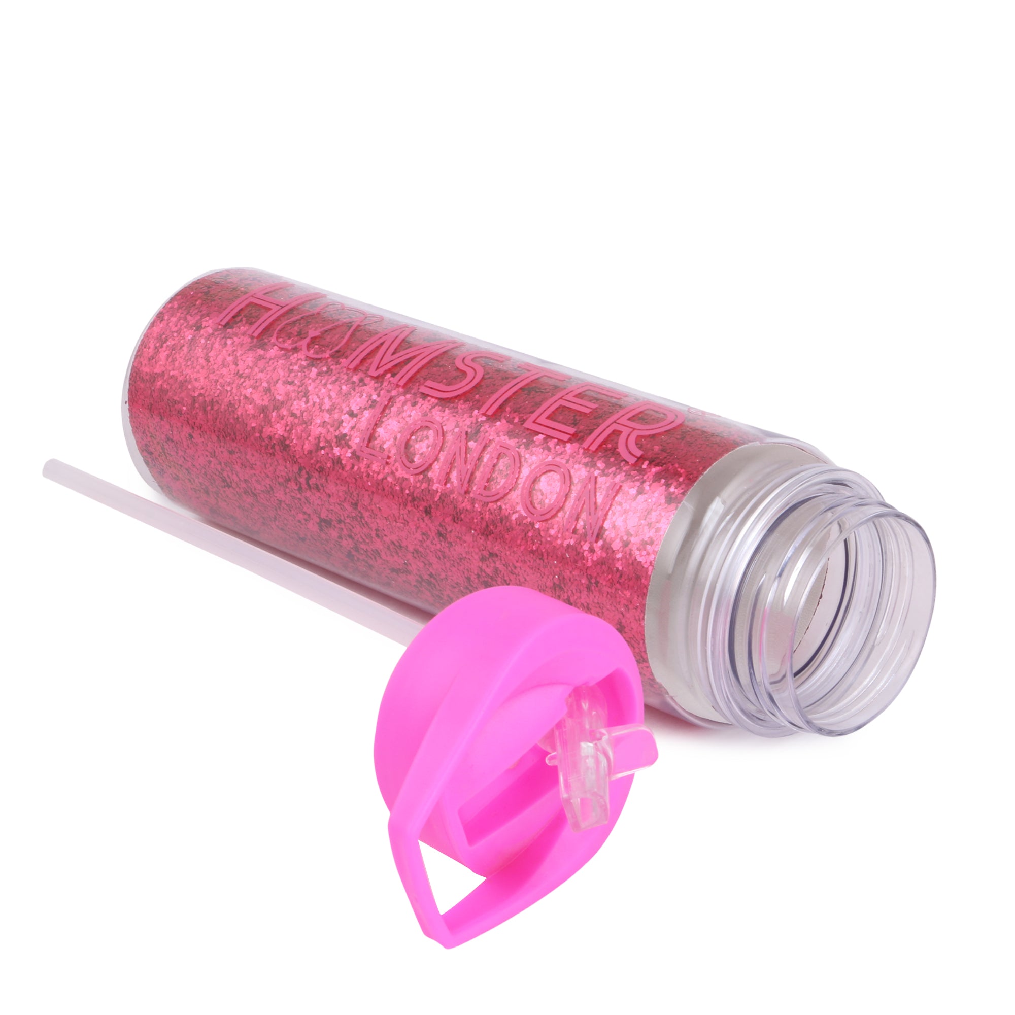 Glitter Sipper Water Bottle Hot Pink