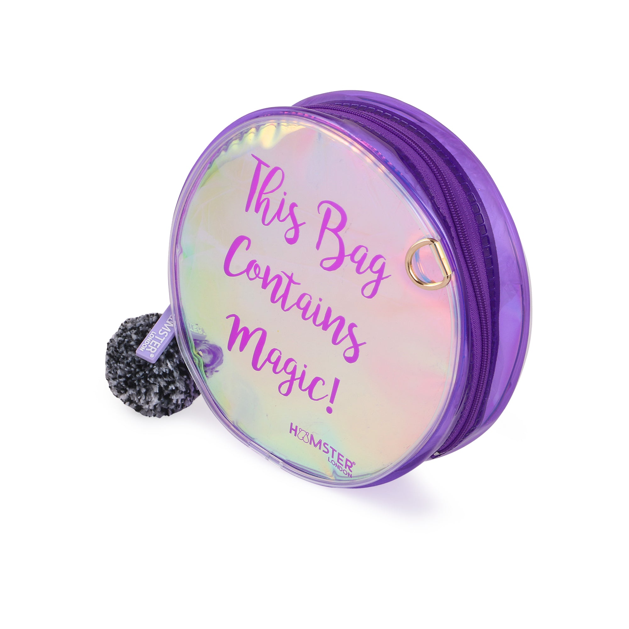 Pom Pom Sling Bag For Makeup Accessories Purple