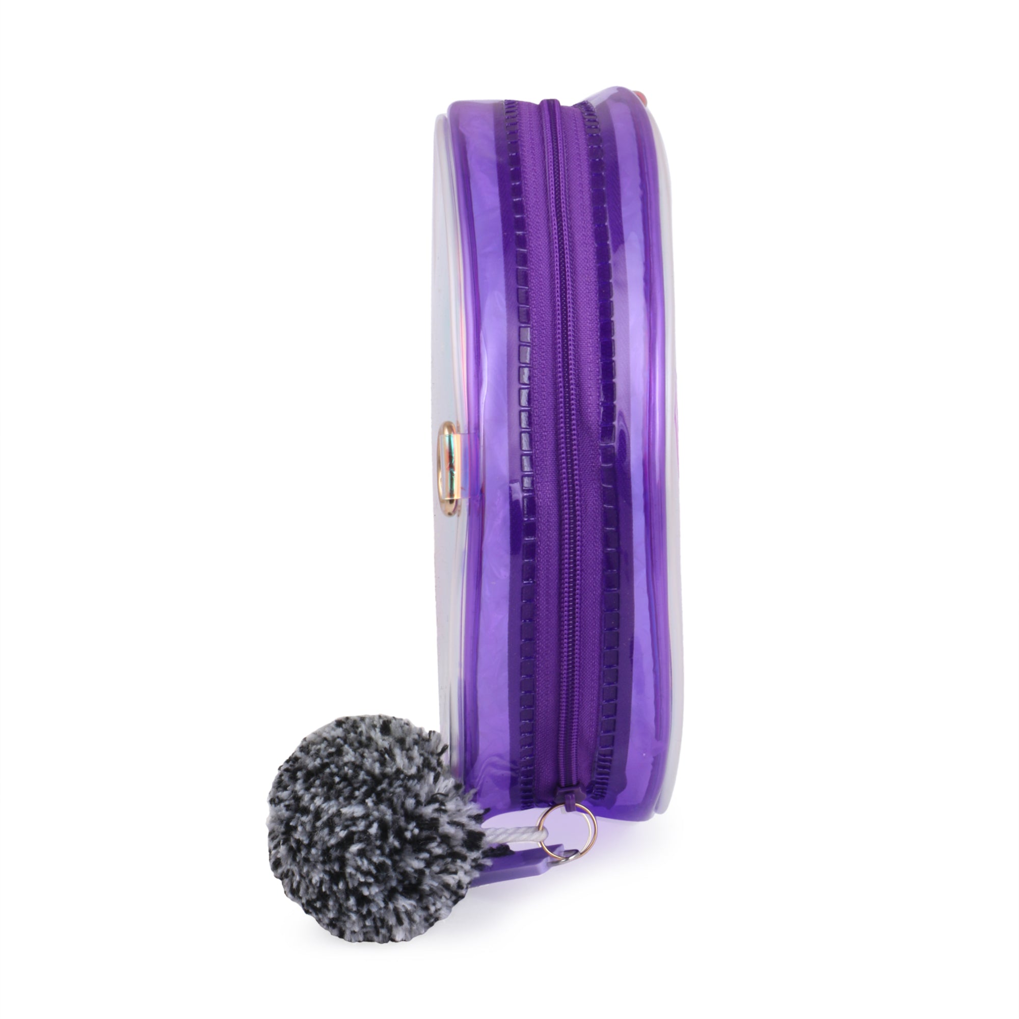 Pom Pom Sling Bag For Makeup Accessories Purple