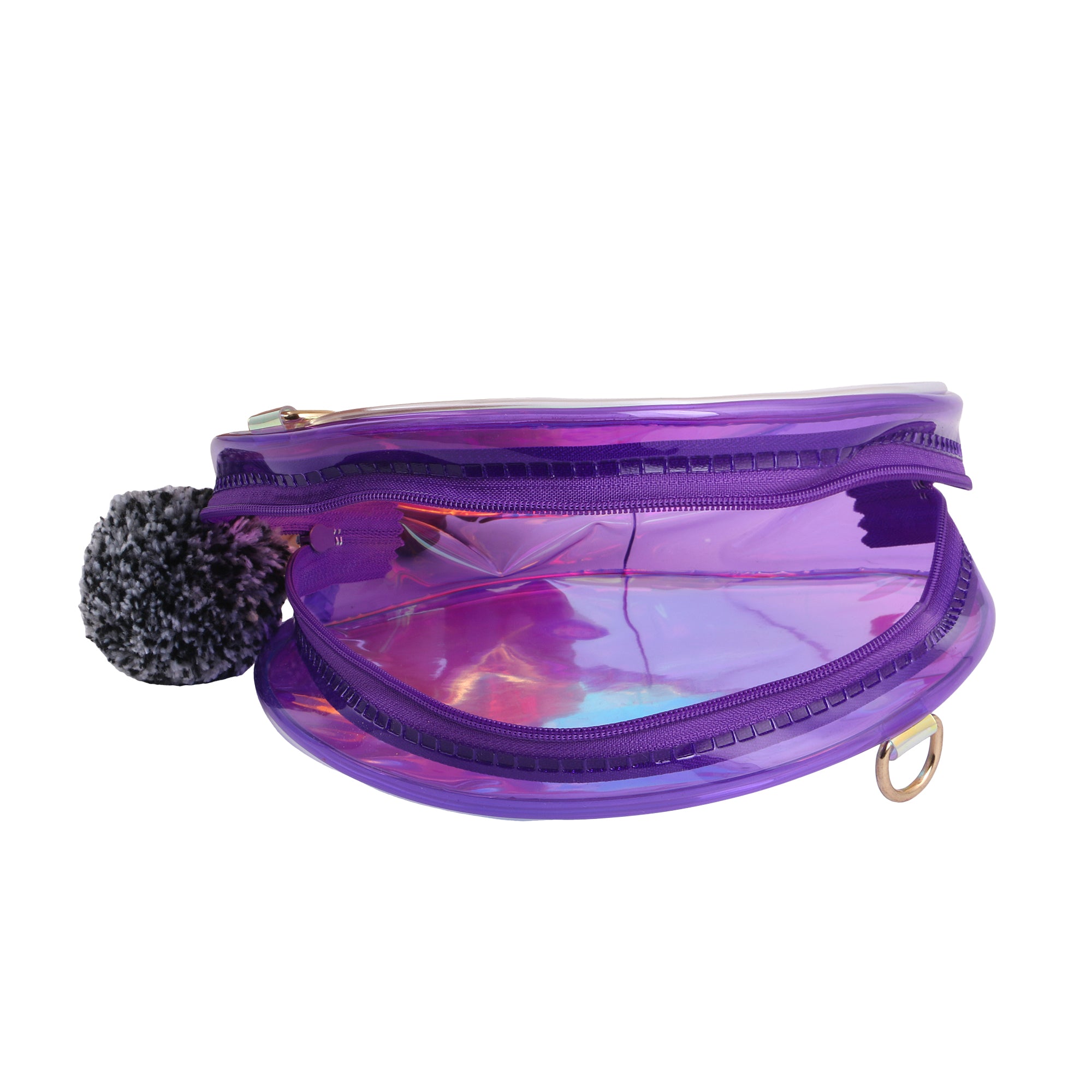 Pom Pom Sling Bag For Makeup Accessories Purple