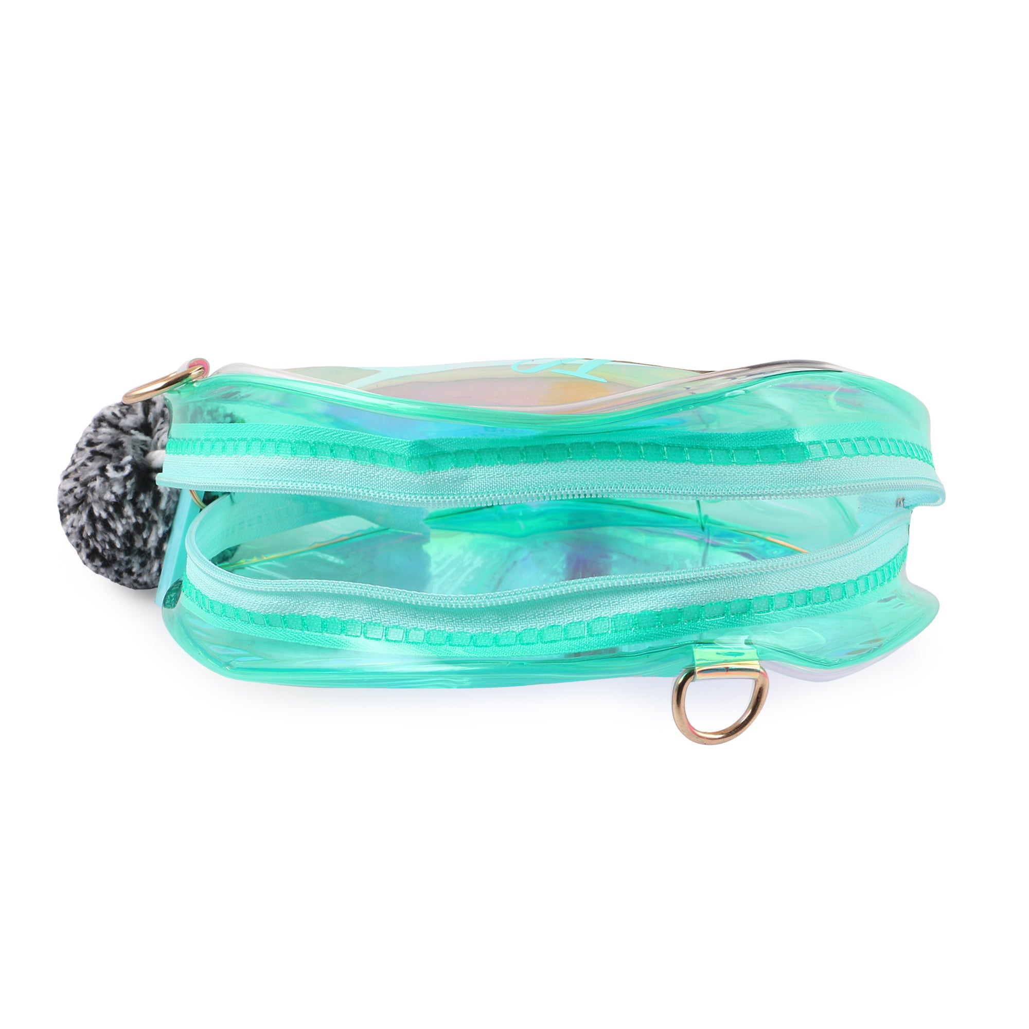 Pom Pom Sling Bag For Makeup Accessories Aqua