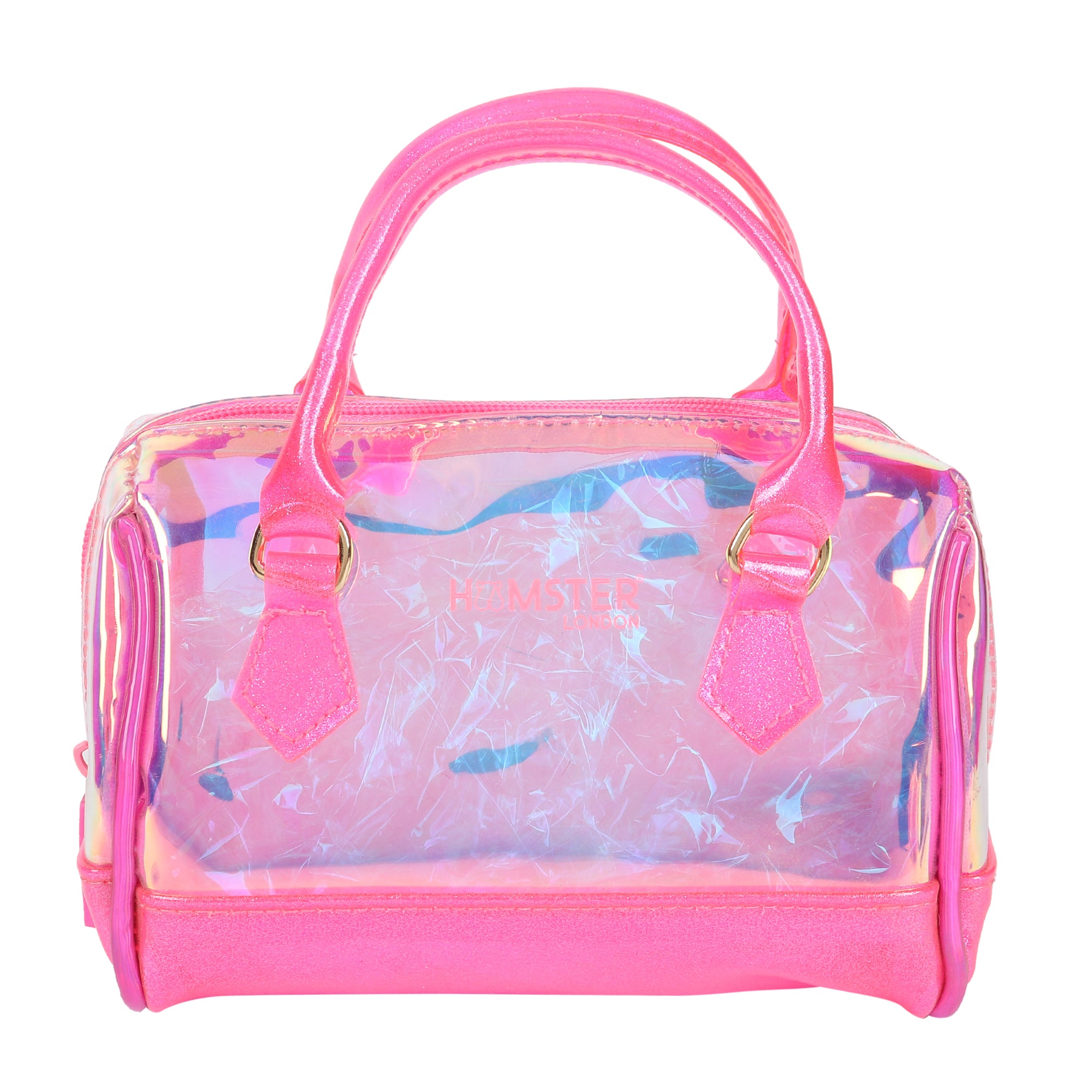 Hamster London Shiny Classic Duffle Bag Pink With Medium And Small Combo