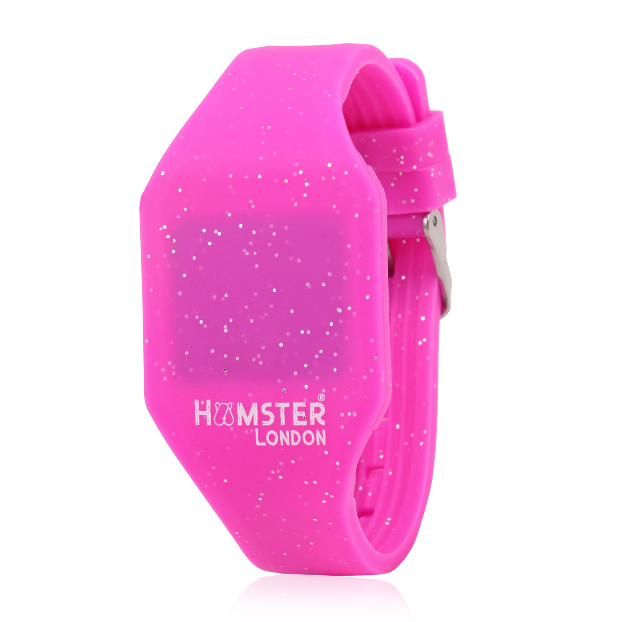 Silicon Glitter Digital LED Band Wrist Watch Pink Glitter