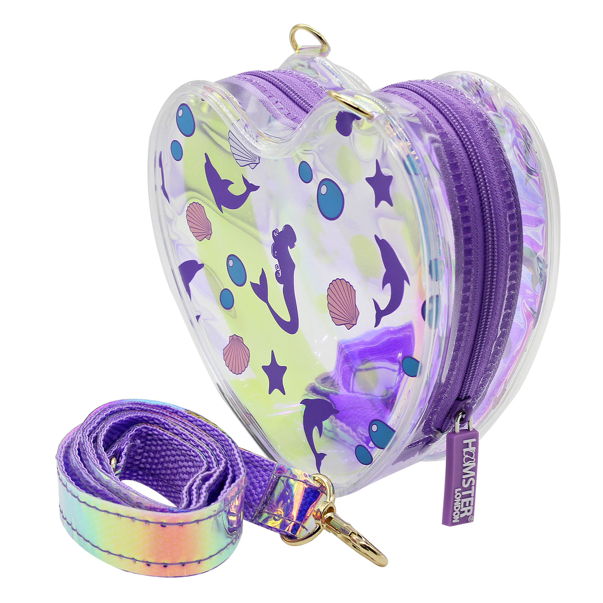 Hamster London Shiny Classic Heart Sling Bag Mermaid