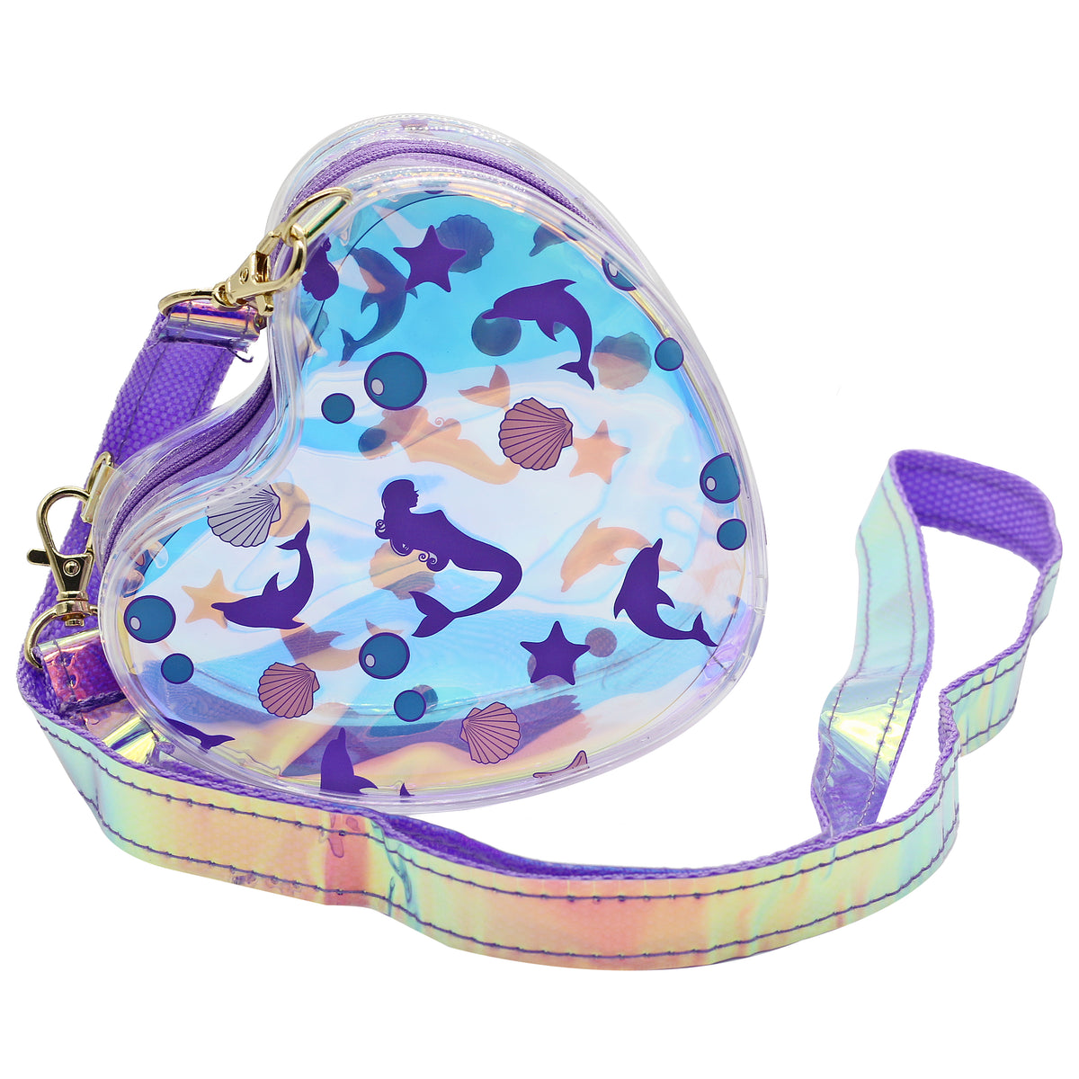 Hamster London Shiny Classic Heart Sling Bag Mermaid