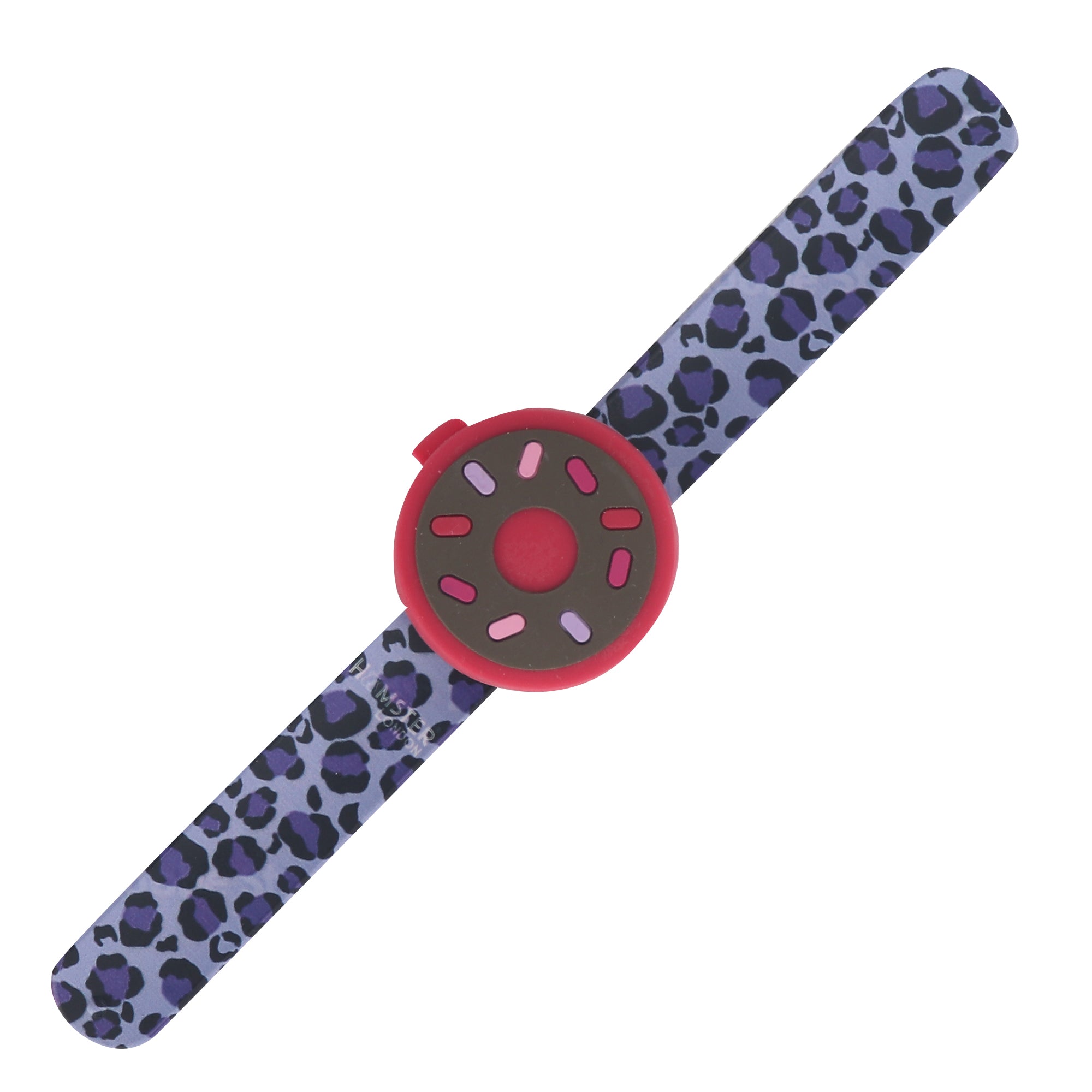 Printed Slap Band Flip Wrist Watch Donut Purple