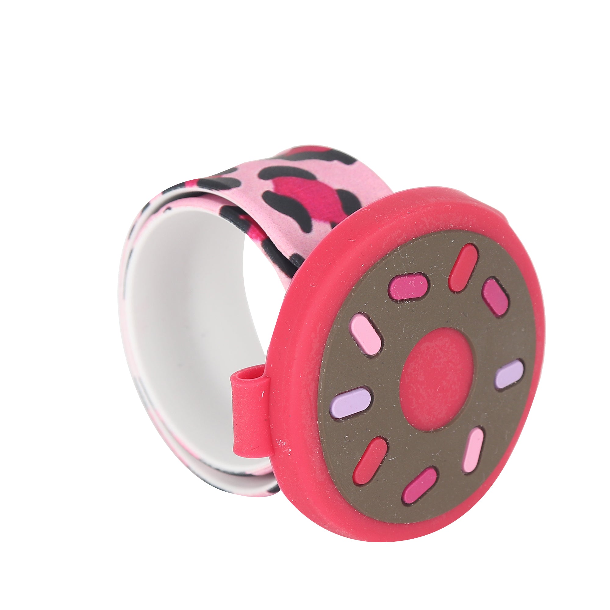 Hamster London Printed Slap Band Flip Wrist Watch Donut Pink