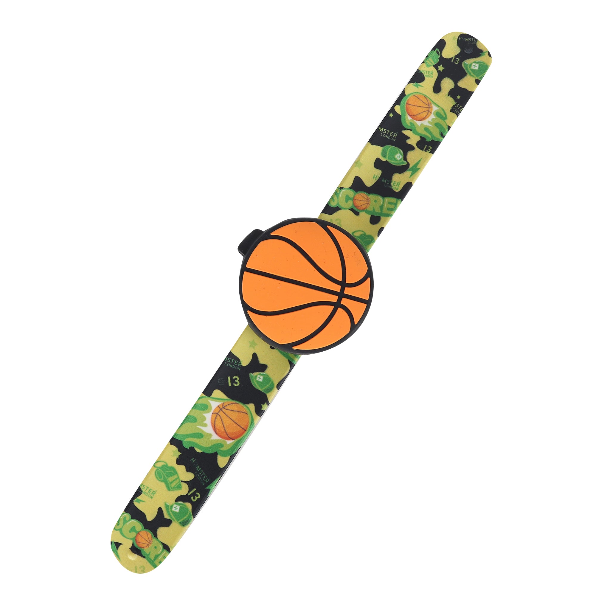 Hamster London Printed Slap Band Flip Wrist Watch Basketball Green