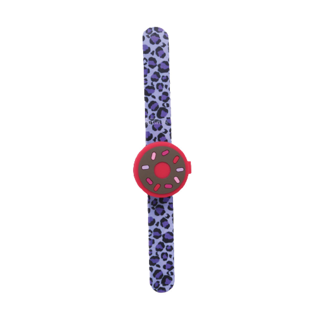 Hamster London Printed Slap Band Flip Wrist Watch Donut Purple